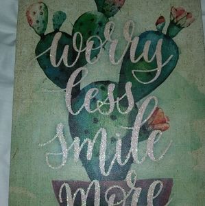 Worry less smile more canvas